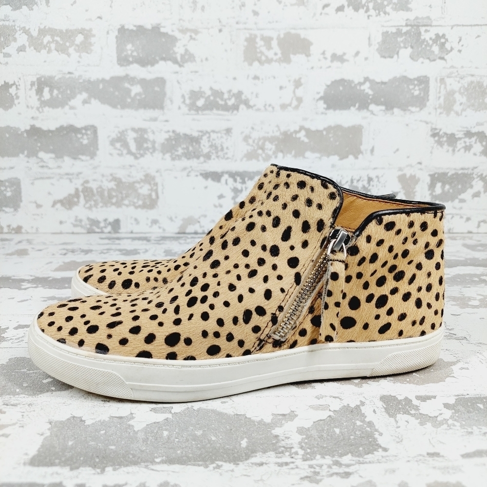 Crown Vintage Zia Leather Leopard Print Comfort Side Zip Mid Top Sneakers